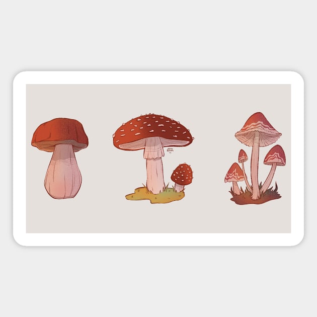 Three mushrooms Magnet by Heyitsgarazi